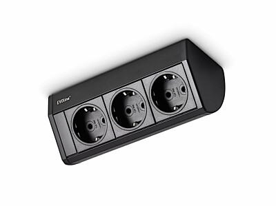 EVOline  Dock Aluminium SCHWARZ mit 3 x VDE Steckdosen / Steckdoseneinheit / ...