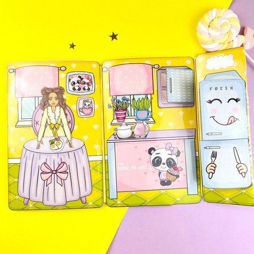 Girls Quiet Book Toy Paper Doll Dress UP Game Book Children DIY Handmade Sti _xi - Bild 3 von 9
