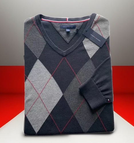 TOMMY HILFIGER MEN'S NEW SWEATER PULLOVER GRAY V-NECK SIZE XXXL 3XL