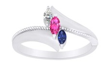 Sterling Silver Marquise Simulated Birthstone Personalized Engraved Promise Ring