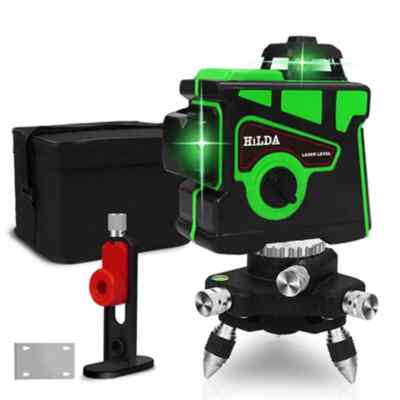 Laser Level 12 Lines 3D Self-Leveling Horizontal & Vertical Cross Powerful Beam