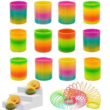 JOHOUSE Rainbow Magic Spring, 12 PCS Colorful Rainbow Neon Plastic Spring Toy...