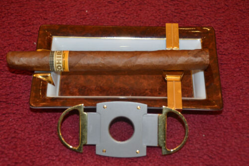 Dupont, cenicero (Limoges) con soporte de zig dorado (Dupont) + Zino Cutter - Imagen 3 de 7