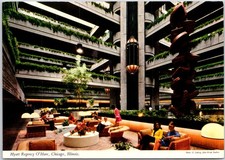 Vintage 1977 Hyatt Regency O'Hare Chicago Hotel Lobby Postcard