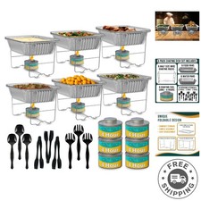 Patented Foldable Chafing Dishes - 6-Pack Catering Set with Fuel Included