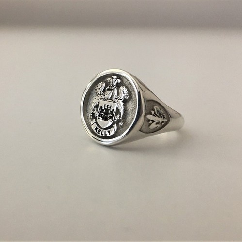 Anello Personalizzato Argento Sigillo Famiglia Stemma Fleur-de-Lis Regalo Uomo - Foto 3 di 6