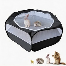 Small Animal Playpen with Zippered Mesh Cover - Portable Foldable Chicken Bro...