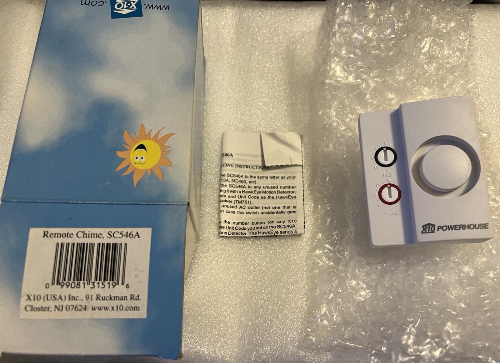 X10 X-10 SC546A Remote Chime  Home Security  New In Box