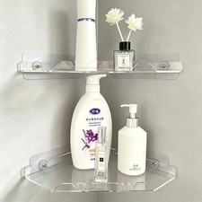 Shower Corner Shelf Wall Mount, Acrylic Corner Floating Shelves, Clear Corner...
