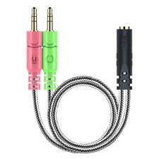 Headphone Splitter 3.5mm TRRS Female to Dual TRS Male Mic Audio Y Adapter