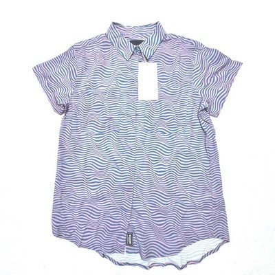 Wildfang Empower Button Up Shirt Womens XS Purple Wavy Sonic Stripe