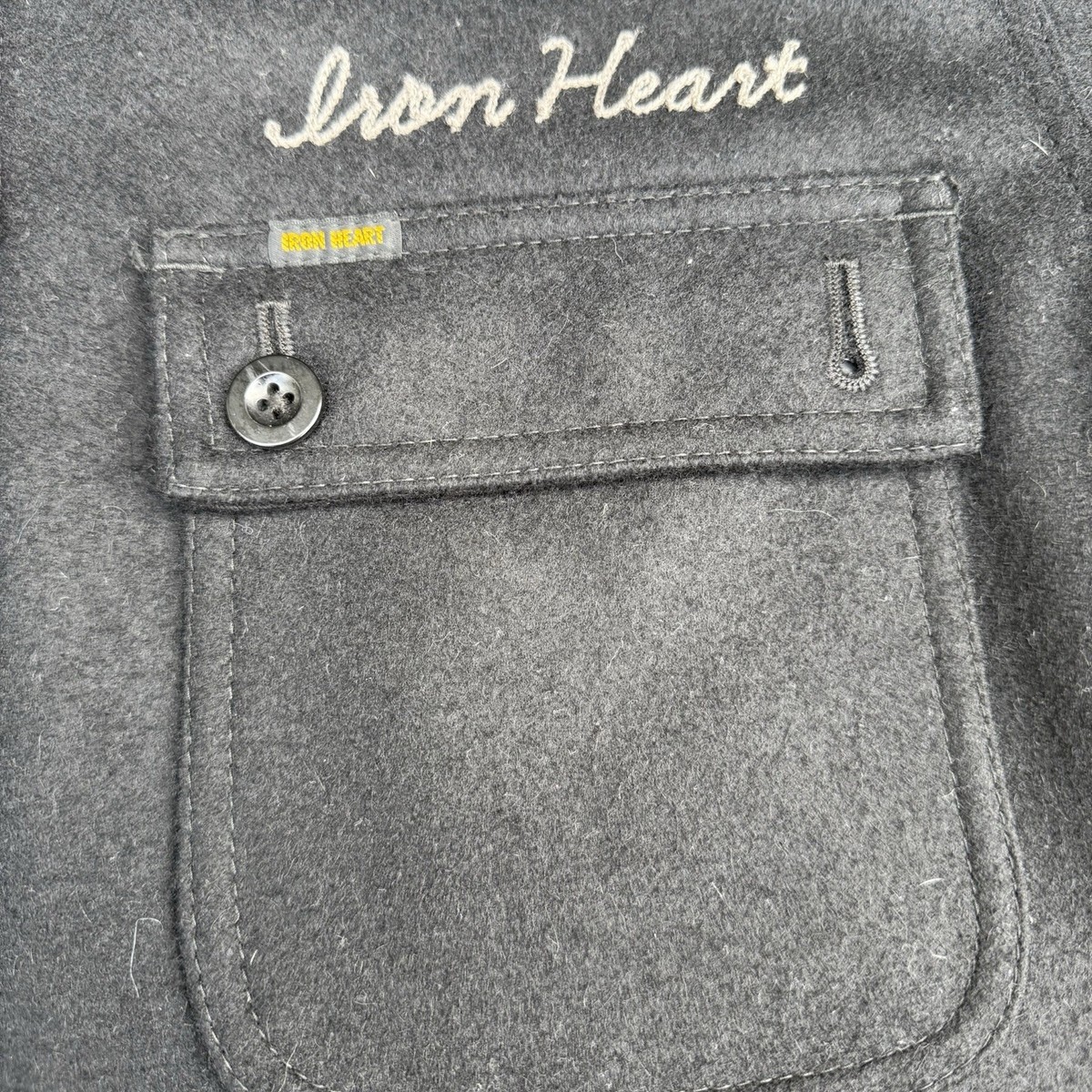 アイアンハート IHW-03 ウールジャケット Iron Heart IHJ-03 Melton Wool CPO Jacket (Black) LARGE Raw Denim
