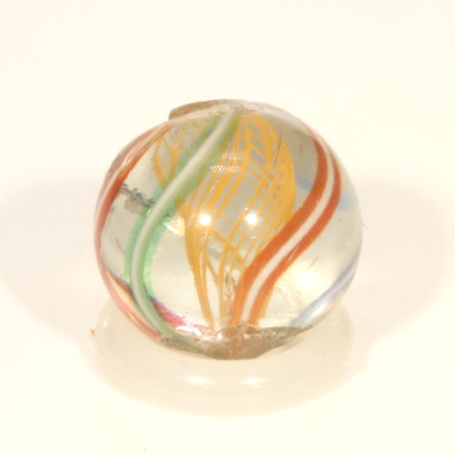 ポンポン様9【1969】 蓮  のり瑪瑙 Antique German Orange Latticinio Pee Wee Swirl Marble 1/2