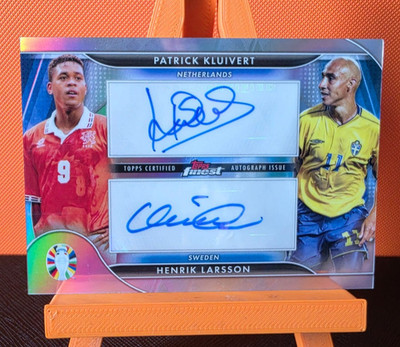 Patrick Kluivert Henrik Larsson Dual Auto Topps Finest Road to Euro 2024 Rare
