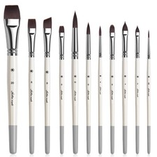 Face Paint Brushes, Golden Maple 11PC Artist Acrylic Brush 11WH, White