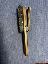 Vintage Shoe Shine Brush With Brushed Leather Case, Zipper Storage and Shoe Horn