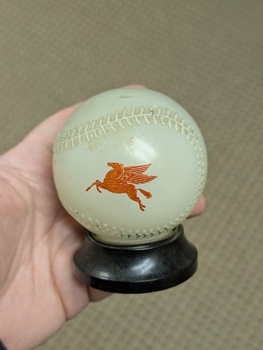 Detroit Tigers Vintage Mobil Pegasus Advertising Baseball Bank Paperweight