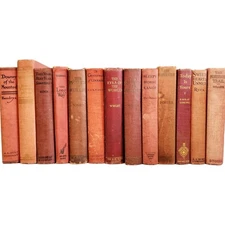 Antique Red Book Lot Decor Home Office Business Lot Of 13 Hardcover Books SH1F