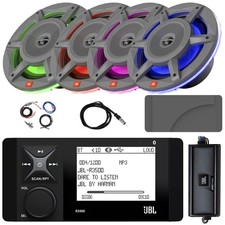 Pontoon Boat Audio Bundle: JBL Digital Receiver, Cover, 4x 8" Speakers, Amp, Kit
