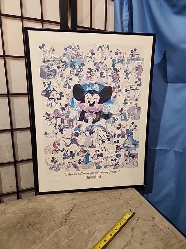 Disneyland Poster: "Thanks Mickey, for 60 Happy Years!" Signed And Stamped