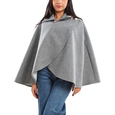 Eleganter Damenponcho Mit Goldenen Knöpfen Schulterüberwurf TOOCOOL VB-5693