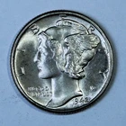 1942 Mercury Dime Lustrous Uncirculated UNC BU Silver 10c Winged Liberty Coin
