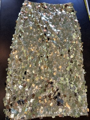 8 NEW RICH RADI Q s Gold Sequin Rock Skirt XL $398