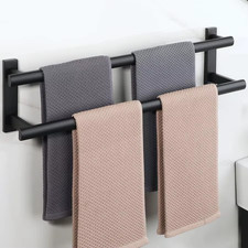Double Towel Bar for Bathroom, 24 Inch Matte Black Bath Towel Rack Towel Holder