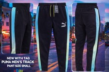 PUMA Men's T7 Track Pants Black Cotton Casual Sportswear Training Size Small