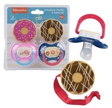 Fisher-Price Orthodontic Pacifier Holder 4 Pack BPA Free Donut Theme