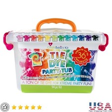 Tie Dye Party Kit 18 Bottles Nontoxic Rubber Bands Gloves Perfect Groups New