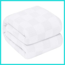 100 Cotton Blanket   King Size White, 90 x 108 Inches   350 GSM Soft, Lightw...