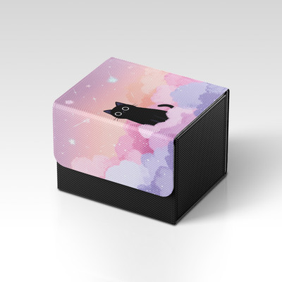 MTG Deckbox | Cute Cartoon Black Cat Themed TCG Deckbox | Unofficial Deckbox