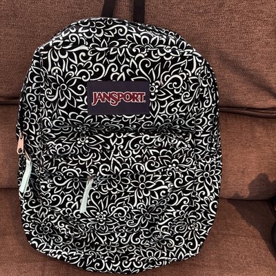 JANSPORT High Stakes Backpack Velvet Flocked - Aqua Dash Morrocan Flock Nwot
