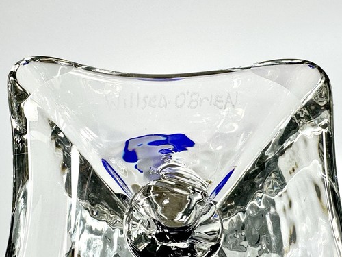 Willsea O'Brien 20” COBALT Blue Art Glass Vase Skinny Stem Hand Blown FAST SHIP - Picture 12 of 13