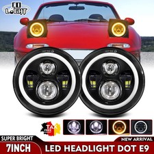 für 90-97 Mazda Miata MX-5 H6024 Paar 7 Zoll Runde LED Scheinwerfer Angel Eye E1