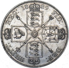 1889 Double Florin - Victoria British Silver Coin - Nice