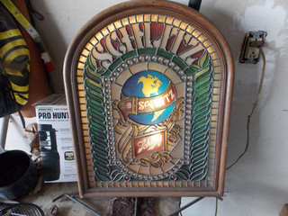 Vintage Schlitz Beer Lighted Sign Faux Stained Glass Look Bar Light NO RESERVE