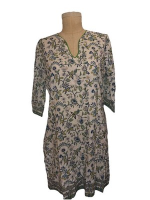 ANOKHI Indian Cotton kurta block print top arty hippy  boho kaftan blouse Large