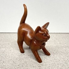 Wooden Cat Ornament Hand Carved.....