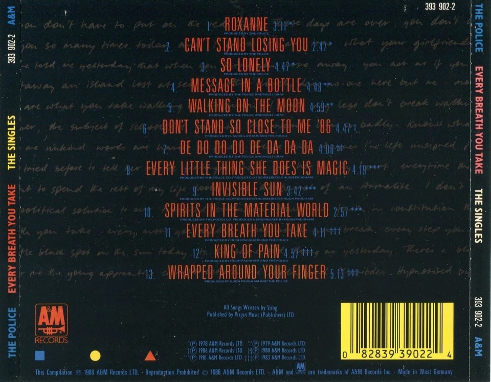 CD Police - Every Breath You Take - The Singles (Compilation 1986) - Bild 2 von 2