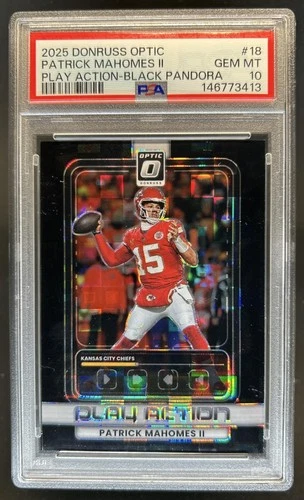 2025 Donruss Optic Patrick Mahomes II Play Action Black Pandora #/149 PSA 10