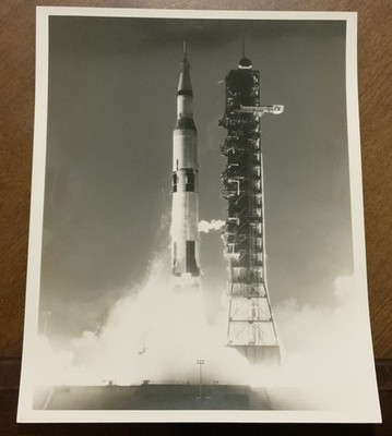 1967 NASA 1st Apollo Saturn V Liftoff KSC Black And White Press 8 X 10 Photo