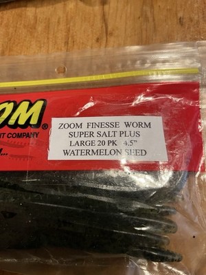 ZOOM FINESSE WORM -WATERMELON SEED-4.5''INCH.- 20 PACK-FAST SHIPPING