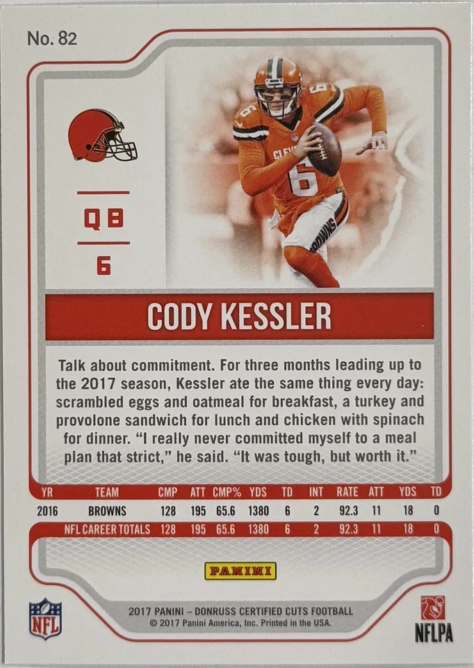 2017 Donruss Certified Cuts #82 Cody Kessler - Image 2 of 2