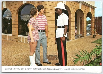 Vintage Freeport Bahamas Tourist Center International Bazaar Postcard 1970s