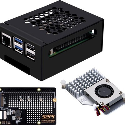 Gehäuse mit N07 M.2 NVMe SSD PCIe Board für Raspberry Pi 5 inklusive aktivem ...
