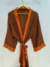 Luxury House Wear Multi Color Robe Sari Silk Kimono Mother's Bathrobe, B-5581