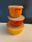 Vtg Retro Lot of 3 Tupperware Mixing Bowls 4, 8, 12 Cup #270 #271 #272 & Seals