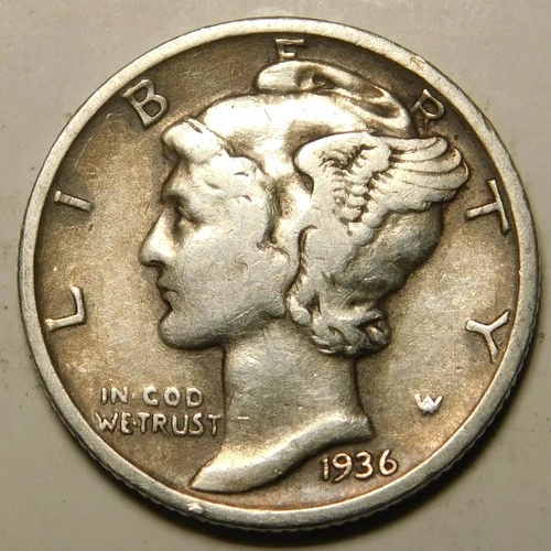 1936 P Mercury Dime F-VF  Actual Coin Pictured- Not Cleaned, Polished or Dipped